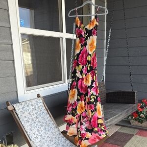 Sue Wong Black Floral High Low Dress